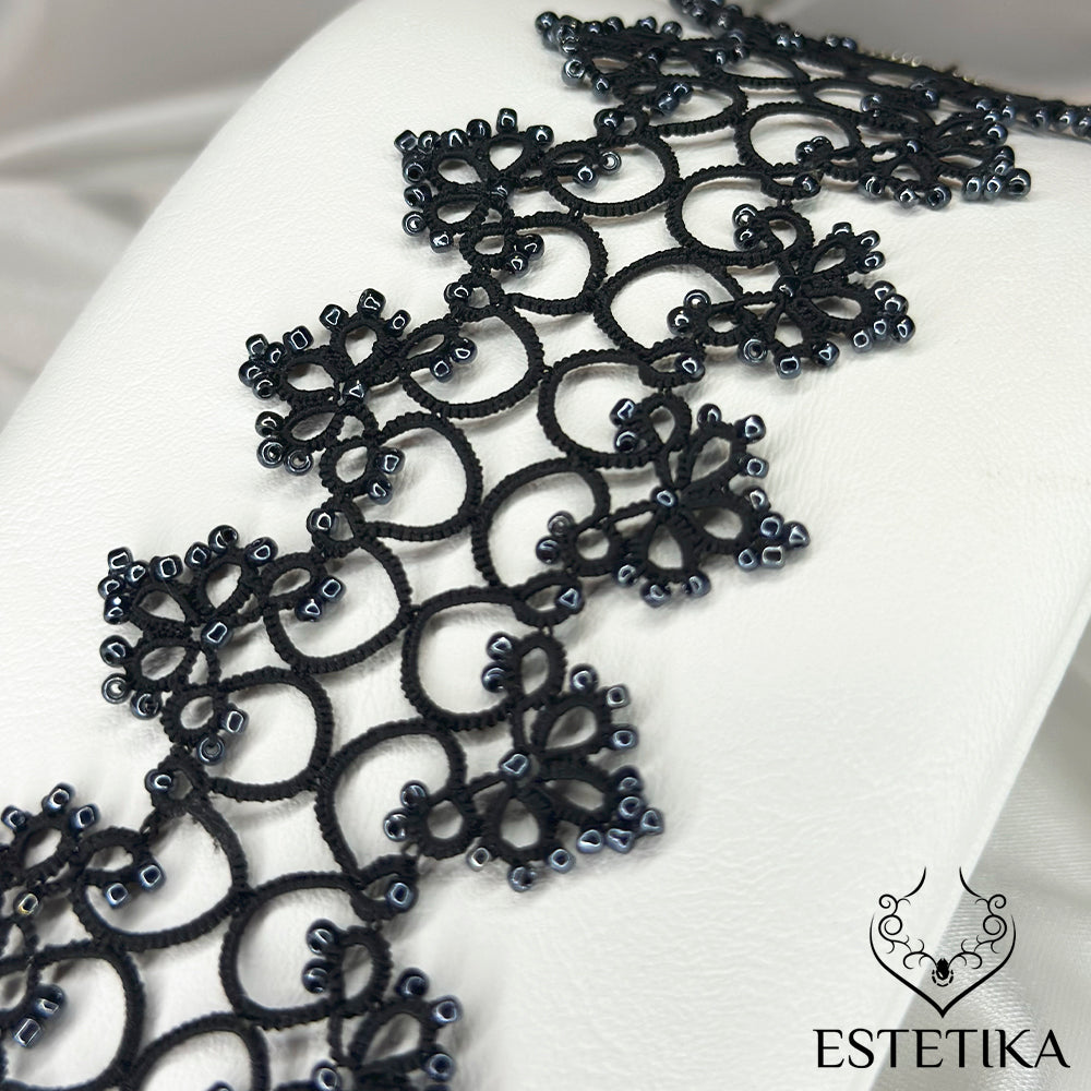 Lace bracelet,exquisite handmade jewelry, hand made bracelet, lace jewelry, unique jewelry, black design, elegant lace 2024 jewelry